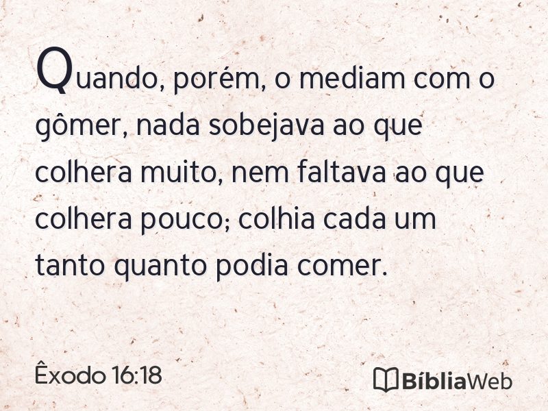 Êxodo 16:18 em imagem para compartilhar