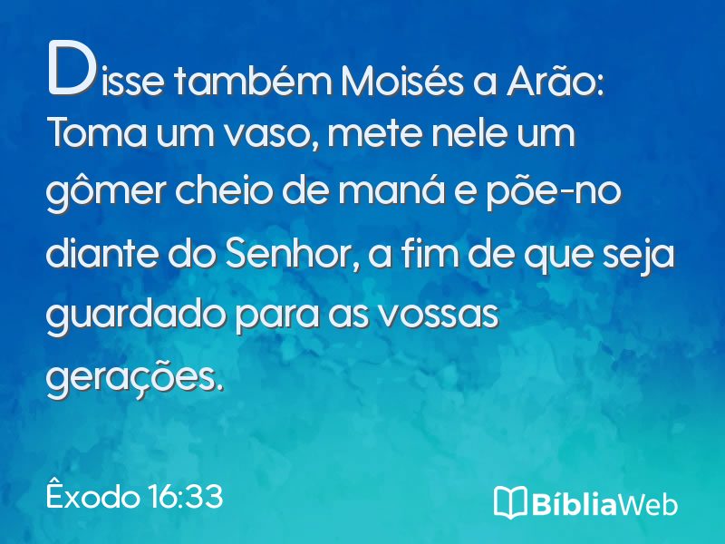 Êxodo 16:33 em imagem para compartilhar