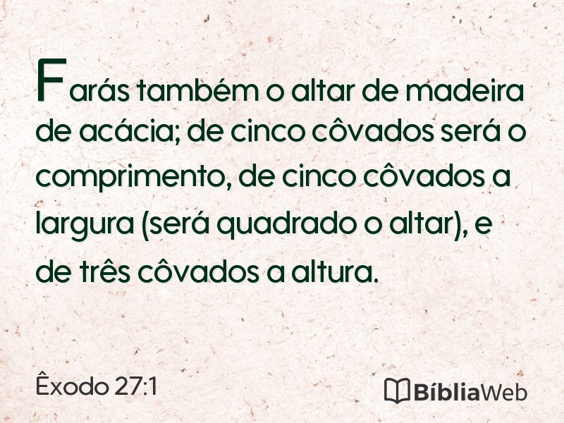 Êxodo 27:1 em imagem para compartilhar