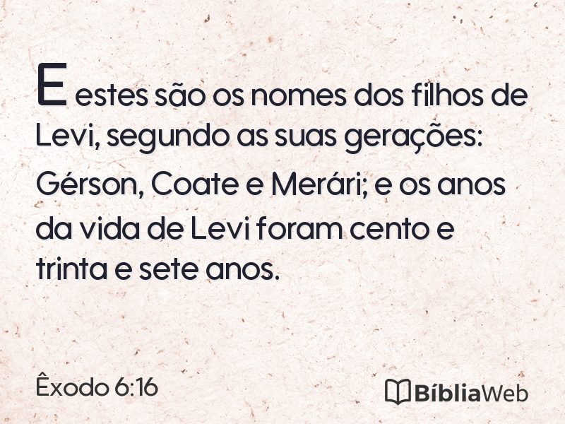 Êxodo 6:16 em imagem para compartilhar