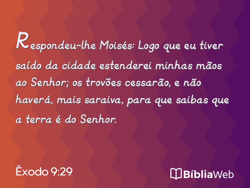 Êxodo 9:29 em imagem para compartilhar