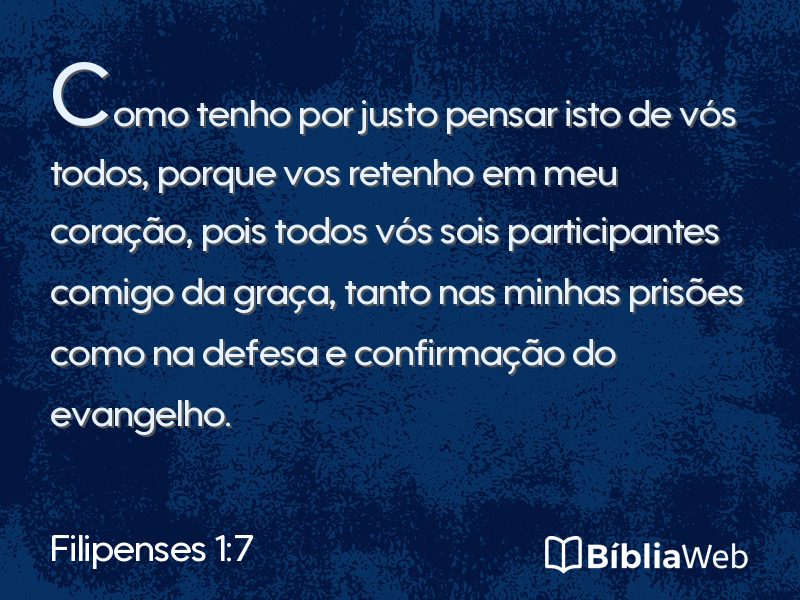 Filipenses 1:7 em imagem para compartilhar