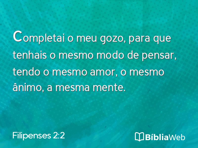 Filipenses 2:2 em imagem para compartilhar