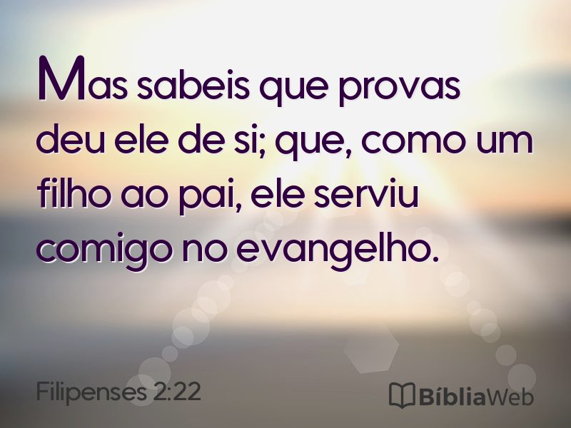 Filipenses 2:22 em imagem para compartilhar