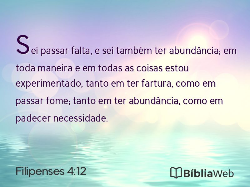 Filipenses 4:12 em imagem para compartilhar