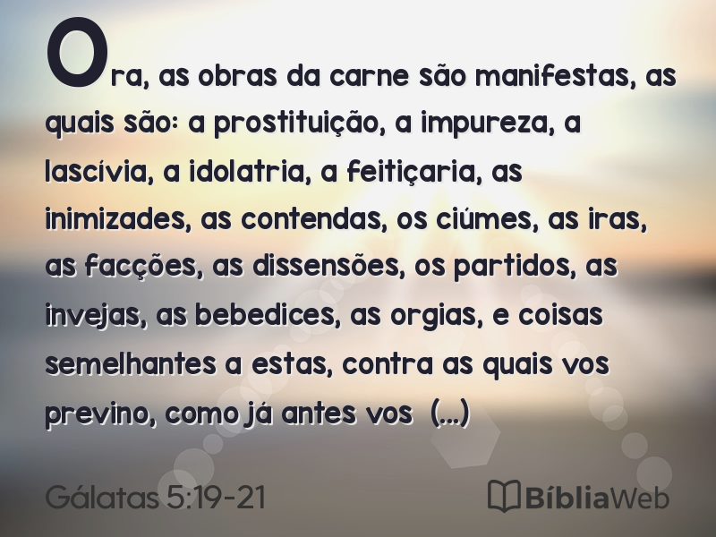 Gálatas 5:19-21 em imagem para compartilhar