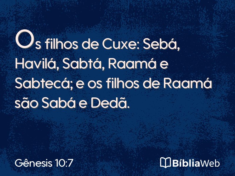 Gênesis 10:7 em imagem para compartilhar