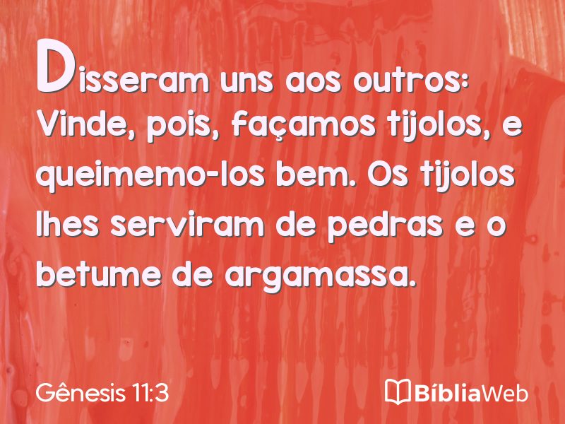 Gênesis 11:3 em imagem para compartilhar