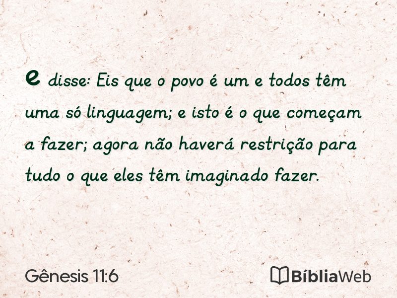 Gênesis 11:6 em imagem para compartilhar