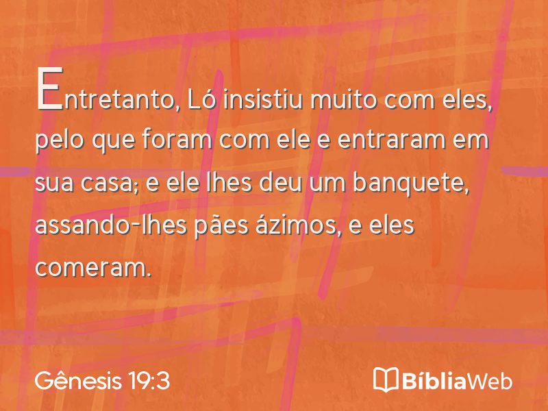Gênesis 19:3 em imagem para compartilhar