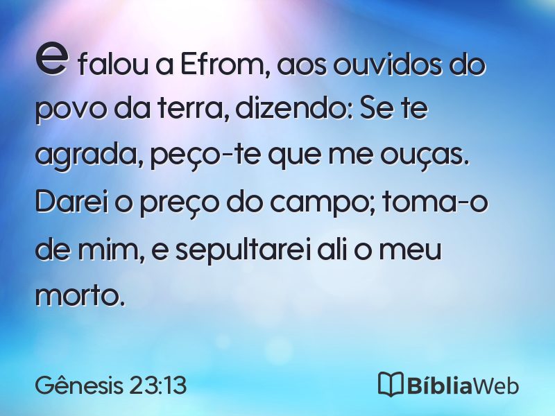 Gênesis 23:13 em imagem para compartilhar