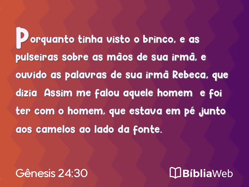 Gênesis 24:30 em imagem para compartilhar