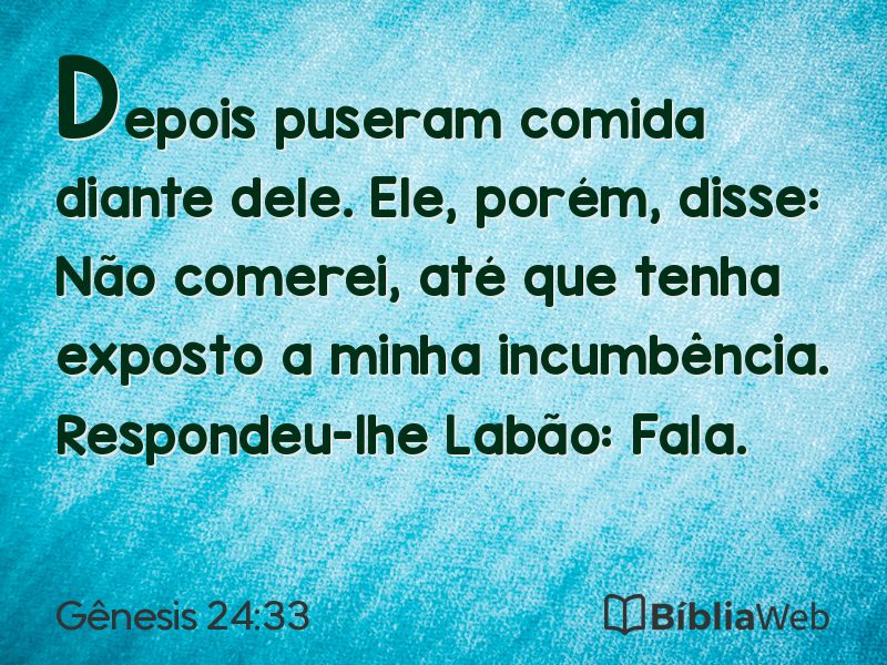 Gênesis 24:33 em imagem para compartilhar