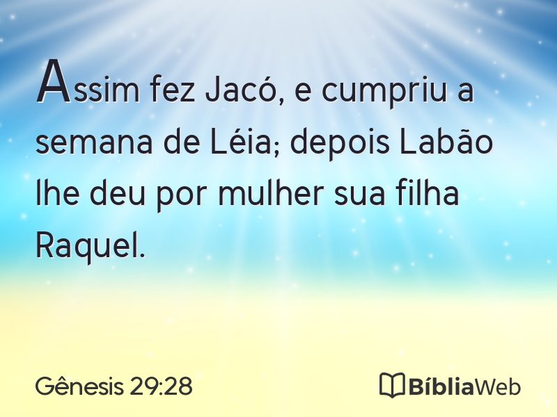 Gênesis 29:28 em imagem para compartilhar