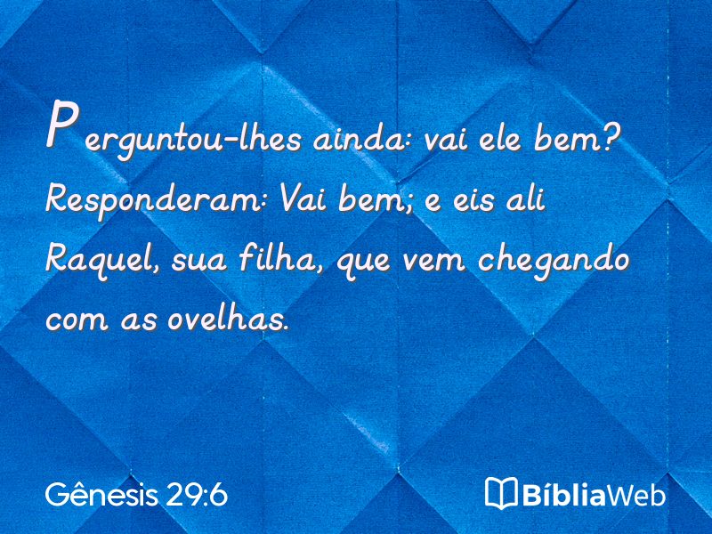 Gênesis 29:6 em imagem para compartilhar