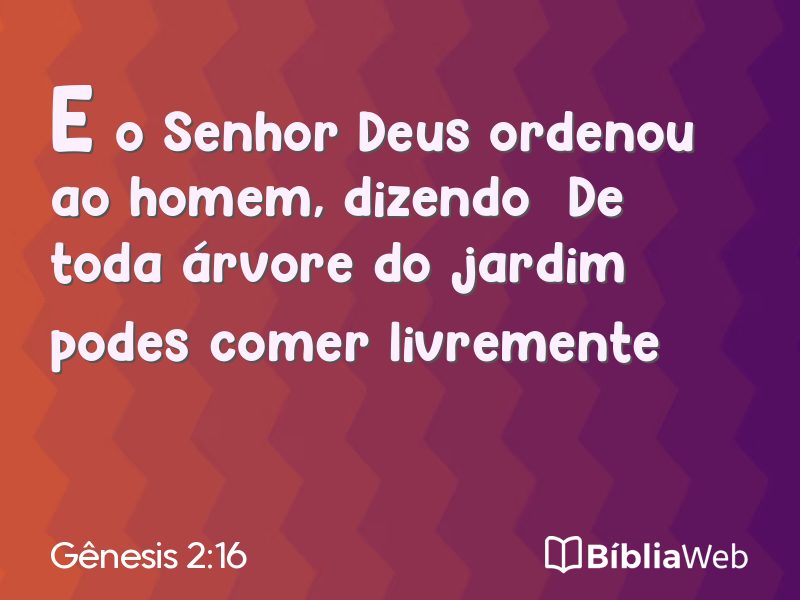 Gênesis 2:16 em imagem para compartilhar