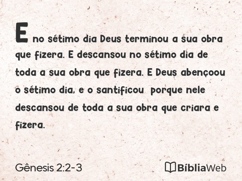 Gênesis 2:2-3 em imagem para compartilhar
