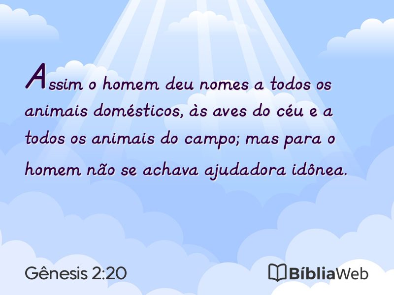 Gênesis 2:20 em imagem para compartilhar