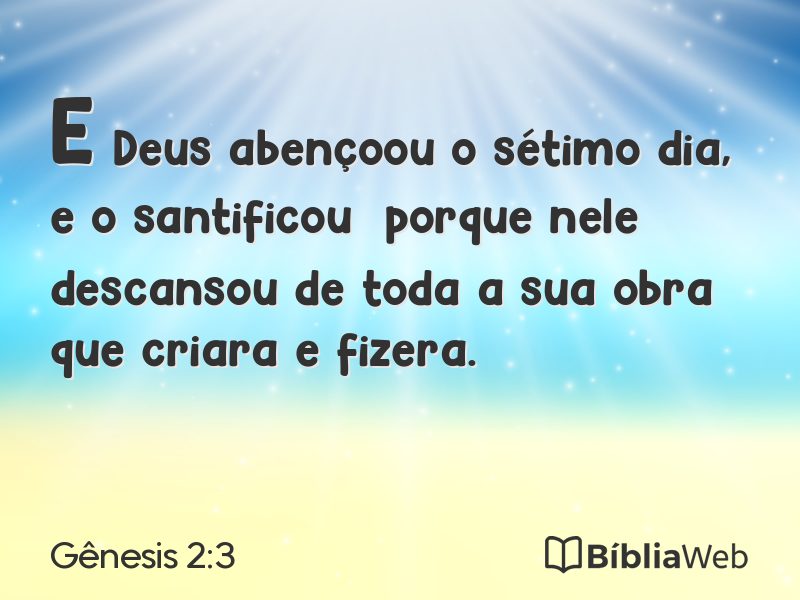 Gênesis 2:3 em imagem para compartilhar