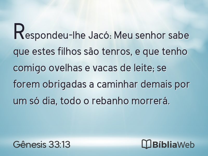 Gênesis 33:13 em imagem para compartilhar
