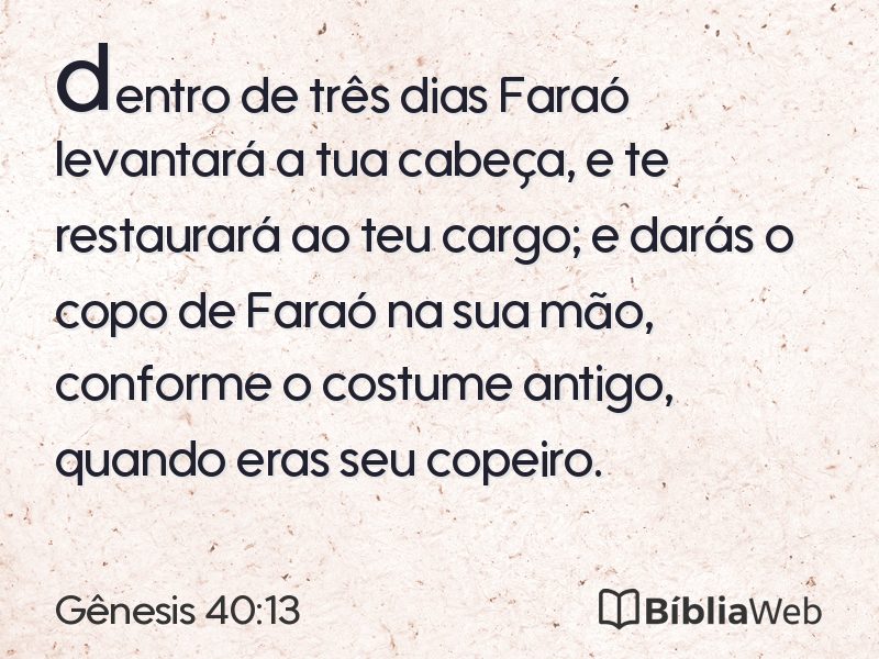 Gênesis 40:13 em imagem para compartilhar