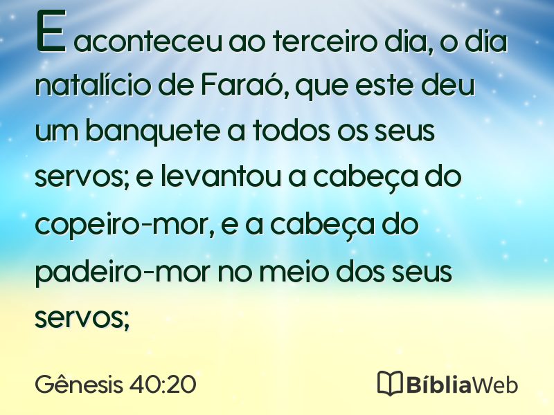 Gênesis 40:20 em imagem para compartilhar