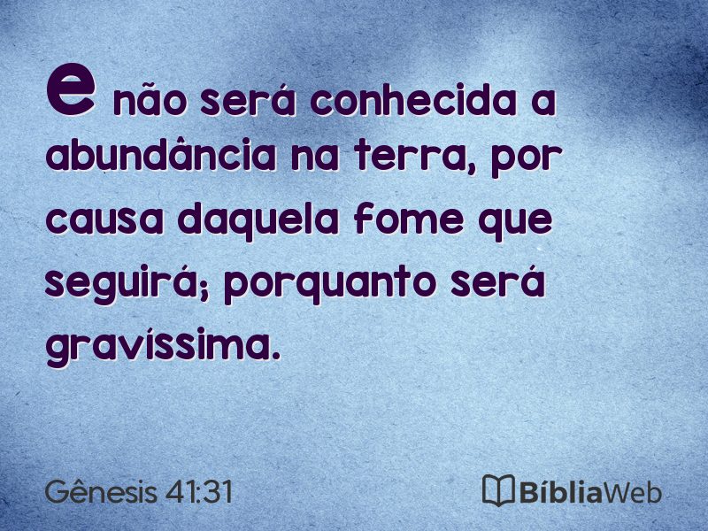 Gênesis 41:31 em imagem para compartilhar