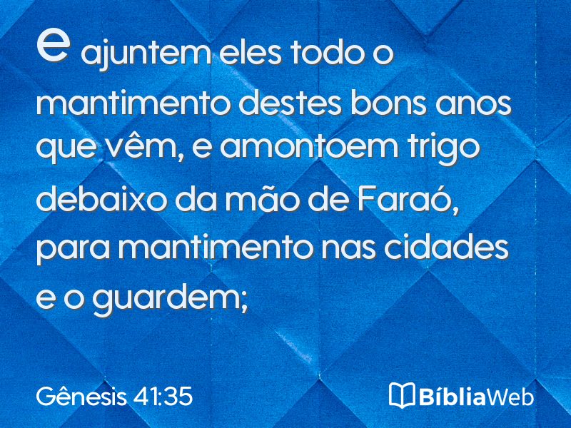 Gênesis 41:35 em imagem para compartilhar
