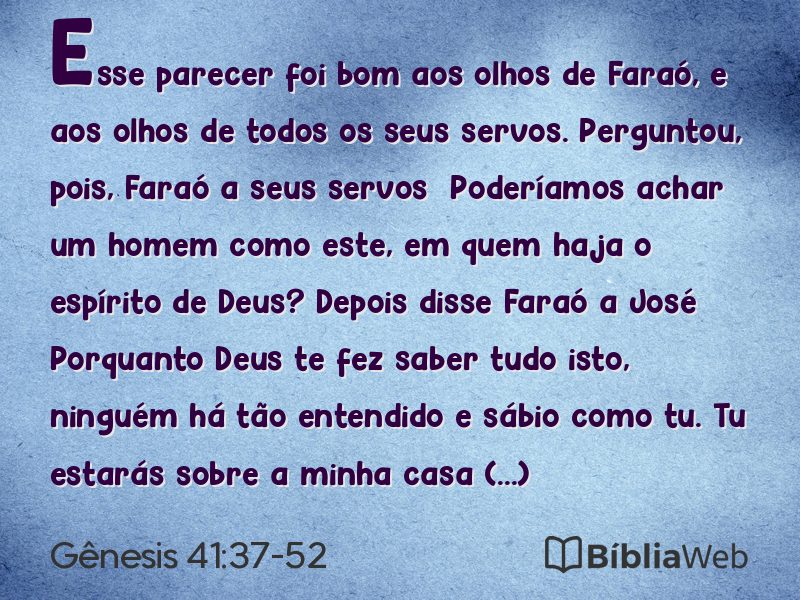 Gênesis 41:37-52 em imagem para compartilhar