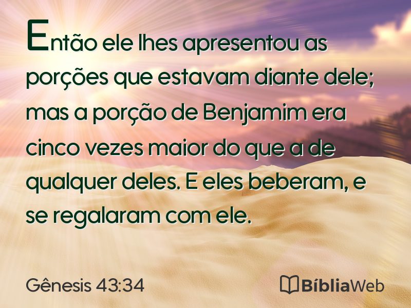 Gênesis 43:34 em imagem para compartilhar