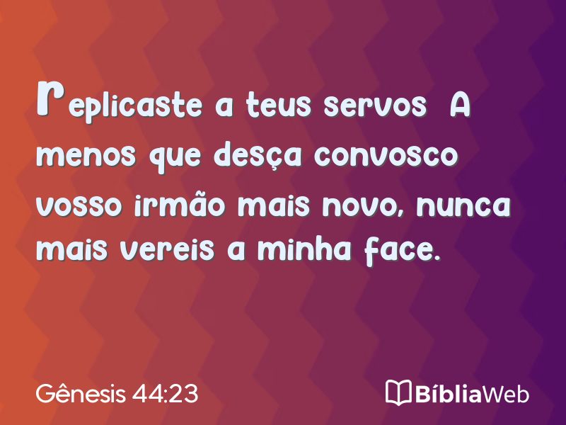Gênesis 44:23 em imagem para compartilhar