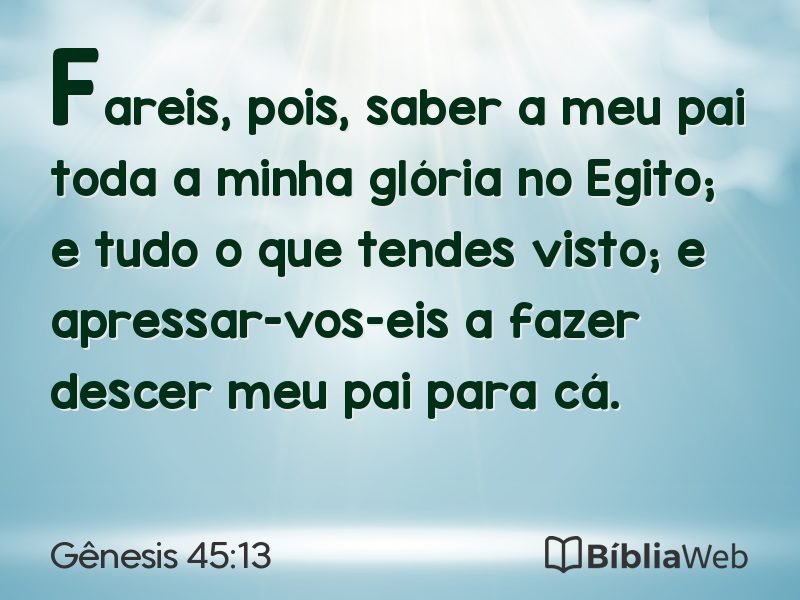 Gênesis 45:13 em imagem para compartilhar