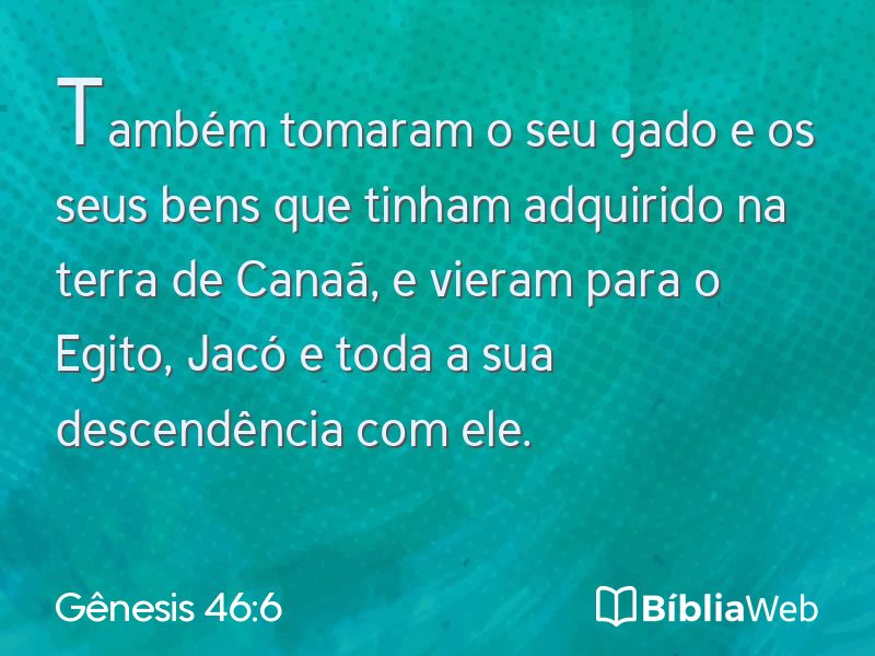 Gênesis 46:6 em imagem para compartilhar