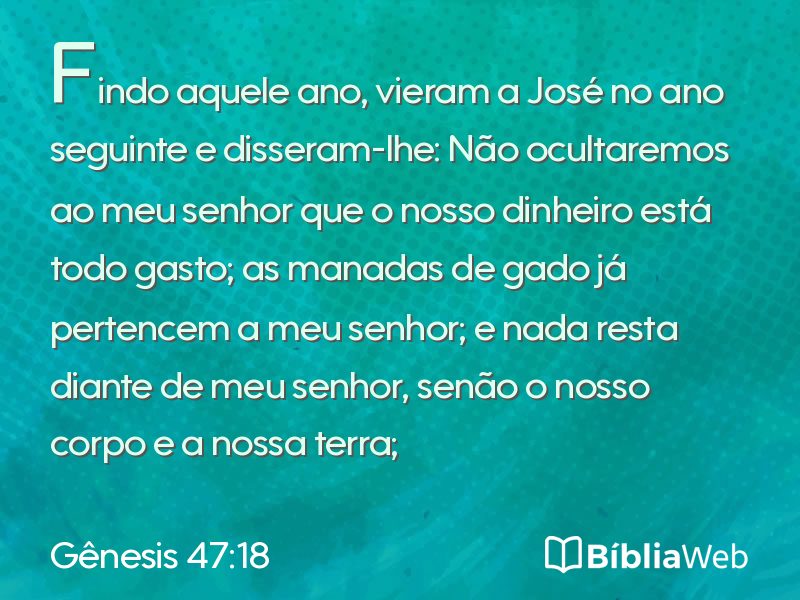 Gênesis 47:18 em imagem para compartilhar