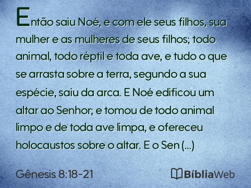 Gênesis 8:18-21 em imagem para compartilhar