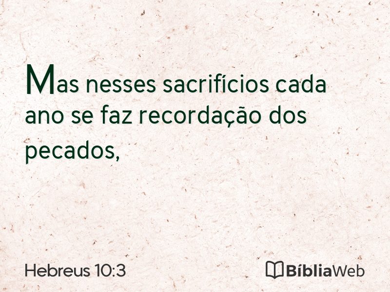 Hebreus 10:3 em imagem para compartilhar