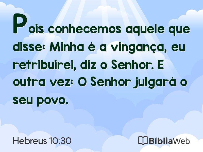 Hebreus 10:30 em imagem para compartilhar