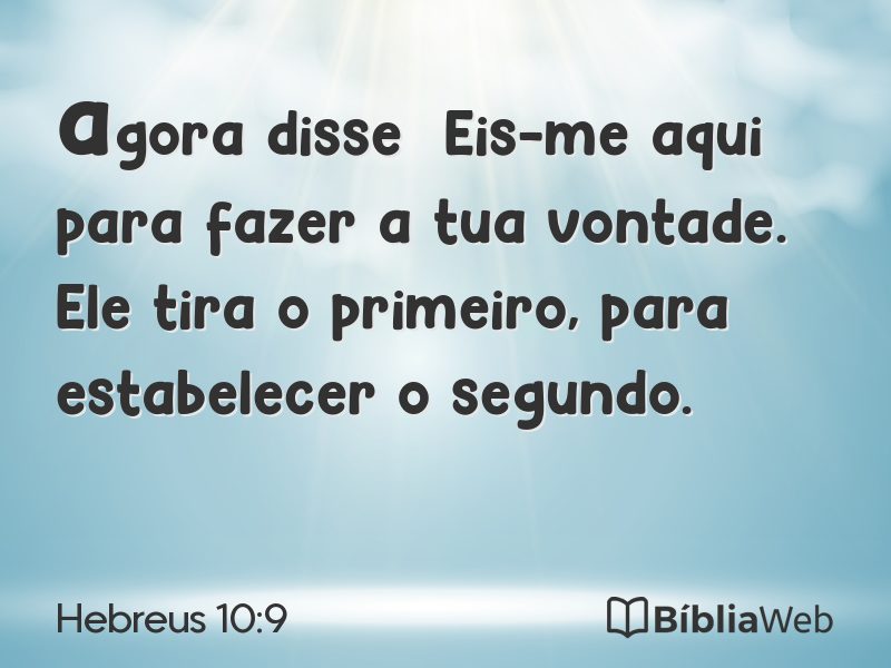 Hebreus 10:9 em imagem para compartilhar