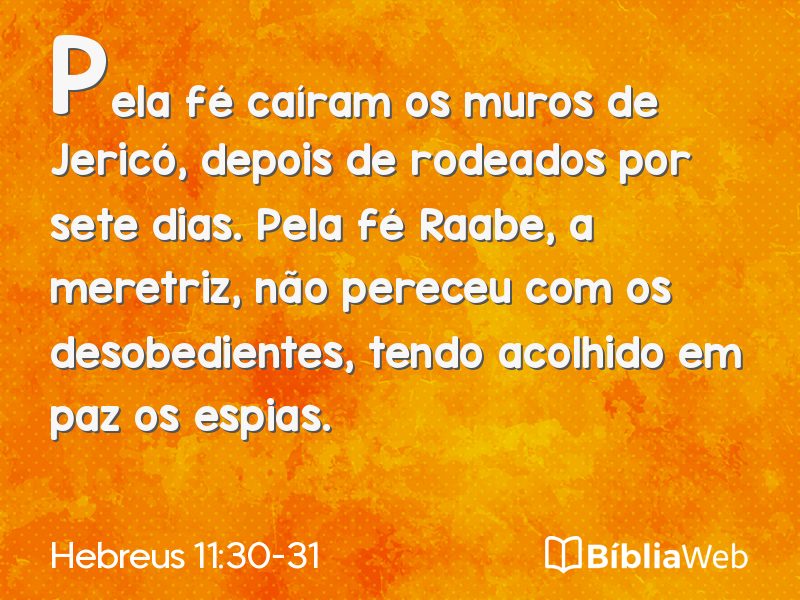 Hebreus 11:30-31 em imagem para compartilhar