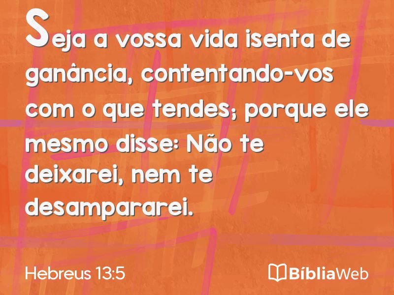 Hebreus 13:5 em imagem para compartilhar