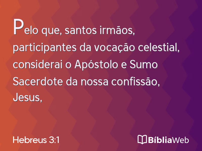 Hebreus 3:1 em imagem para compartilhar