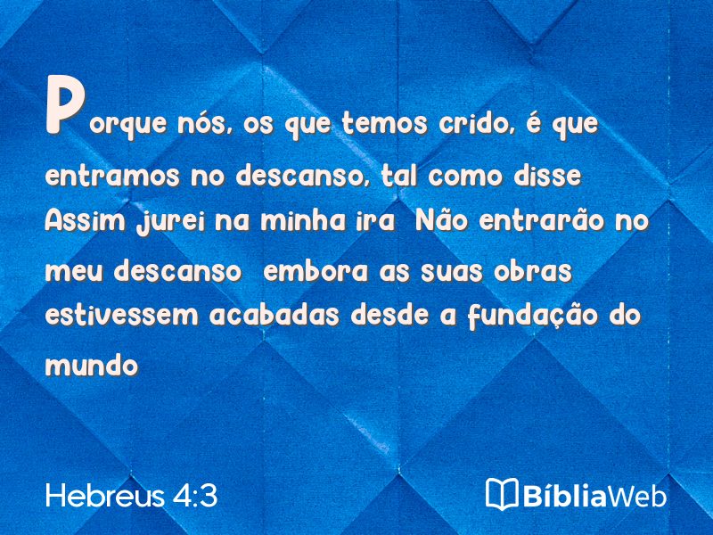 Hebreus 4:3 em imagem para compartilhar