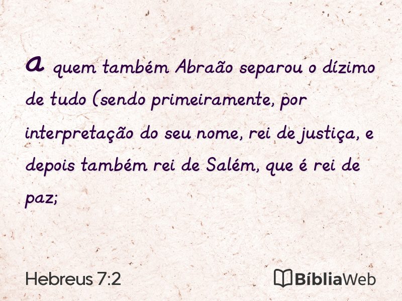 Hebreus 7:2 em imagem para compartilhar