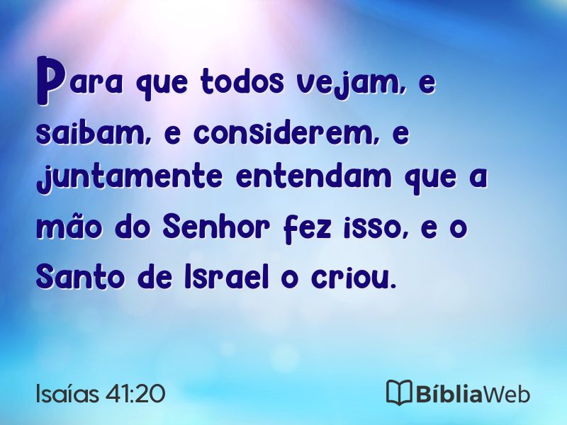 Isaías 41:20 em imagem para compartilhar
