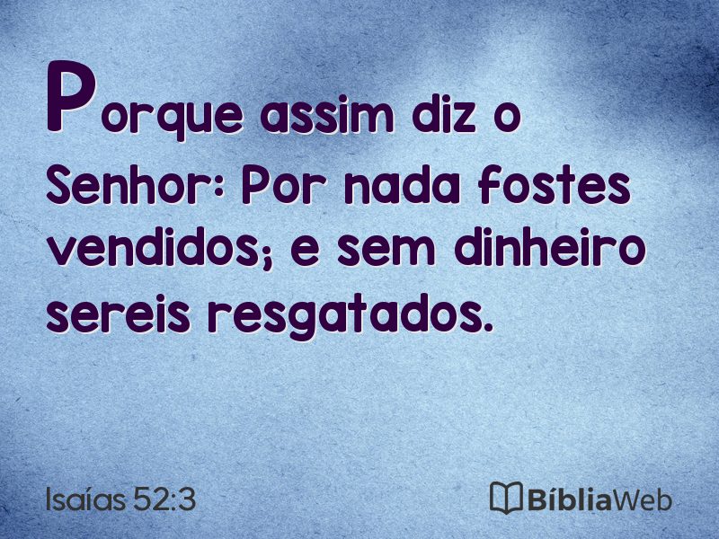 Isaías 52:3 em imagem para compartilhar