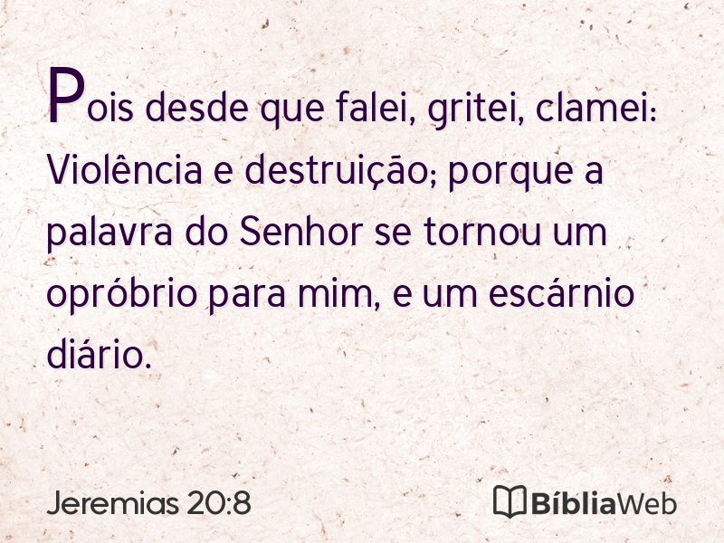 Jeremias 20:8 em imagem para compartilhar