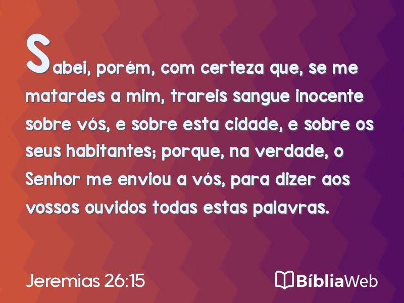 Jeremias 26:15 em imagem para compartilhar