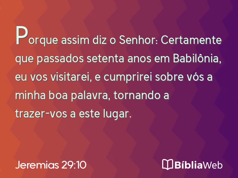 Jeremias 29:10 em imagem para compartilhar