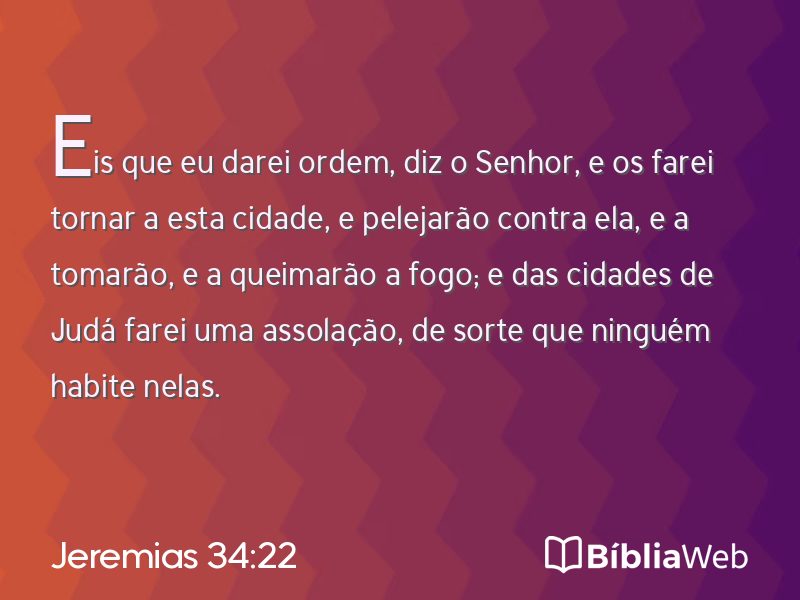 Jeremias 34:22 em imagem para compartilhar