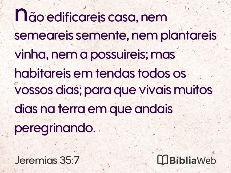 Jeremias 35:7 em imagem para compartilhar